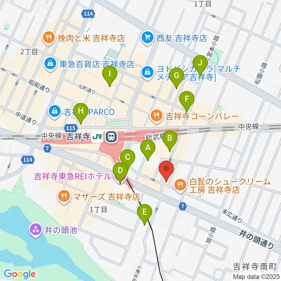 吉祥寺MANDA-LA2周辺のホテル一覧地図