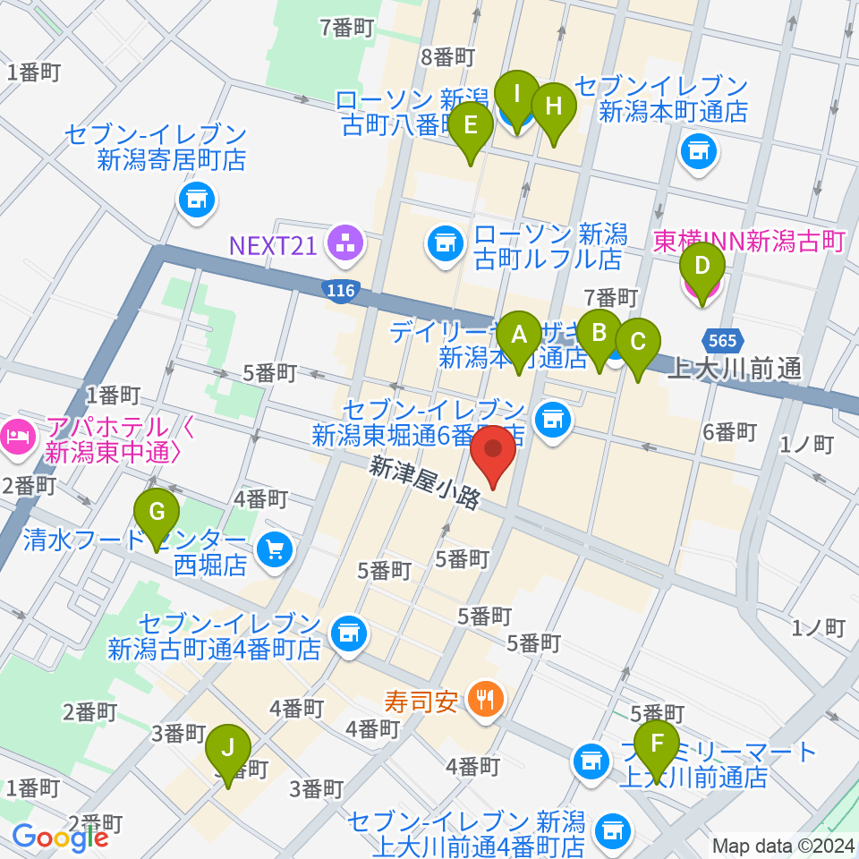 新潟古町えんとつシアター周辺のホテル一覧地図