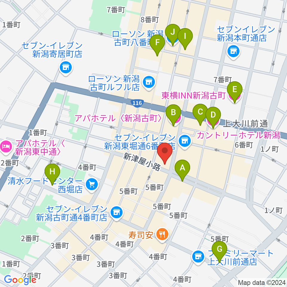 新潟古町えんとつシアター周辺のホテル一覧地図