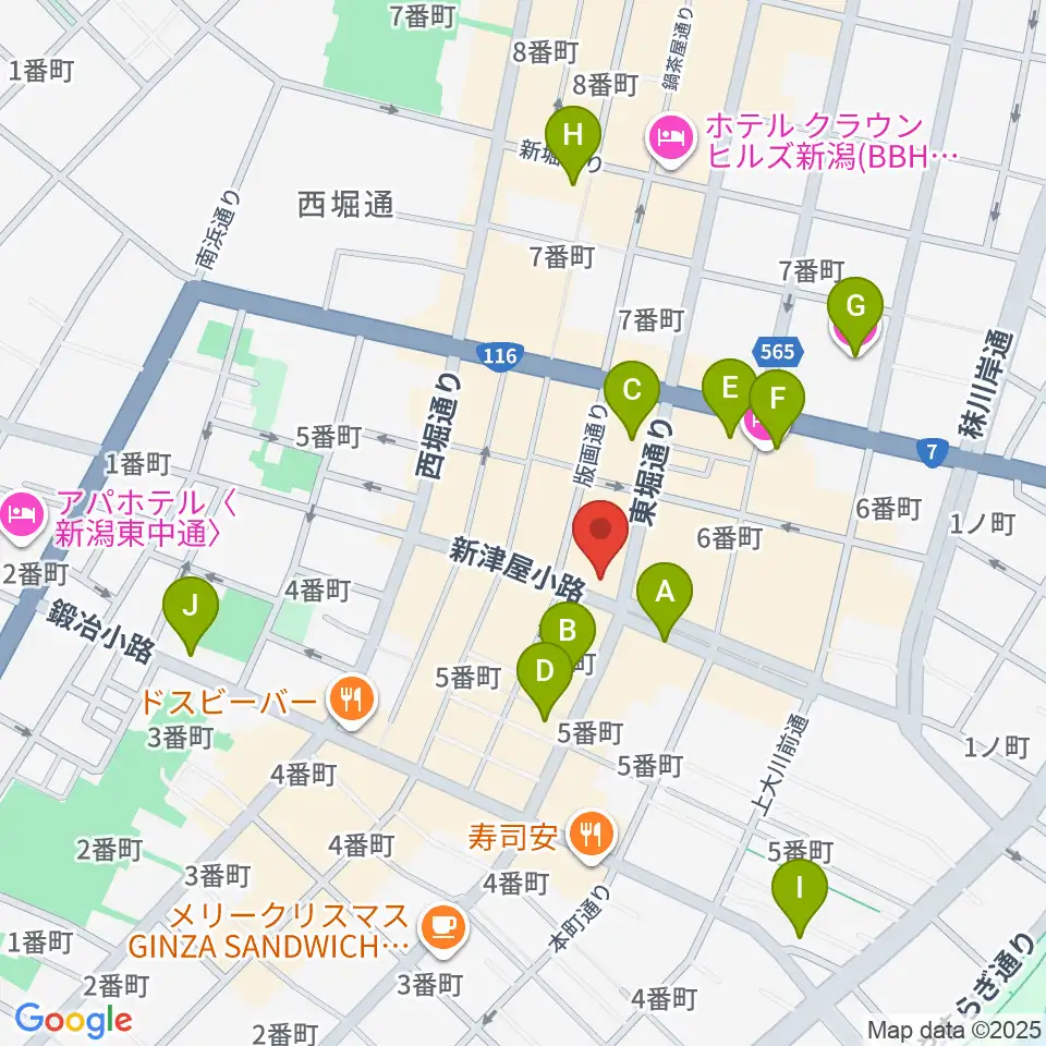 新潟古町えんとつシアター周辺のホテル一覧地図