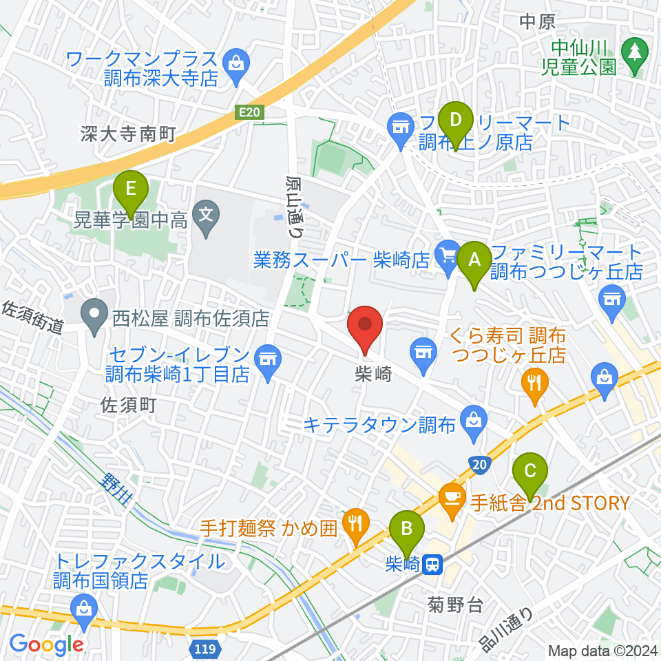 ユリミュージックキャンパス調布柴崎教室周辺のホテル一覧地図