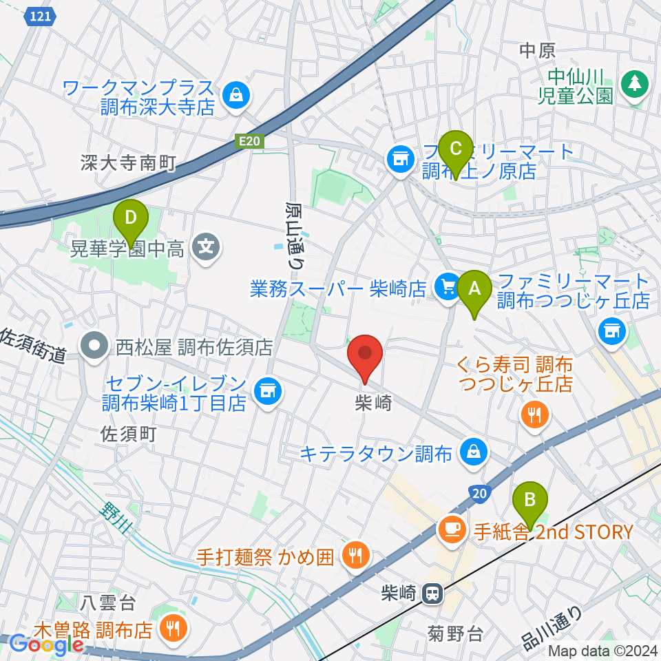 ユリミュージックキャンパス調布柴崎教室周辺のホテル一覧地図