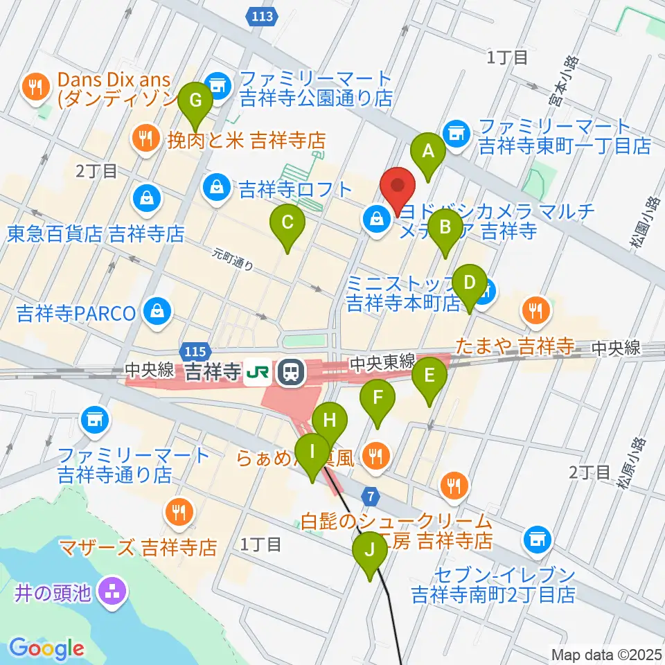 吉祥寺スターパインズカフェ周辺のホテル一覧地図