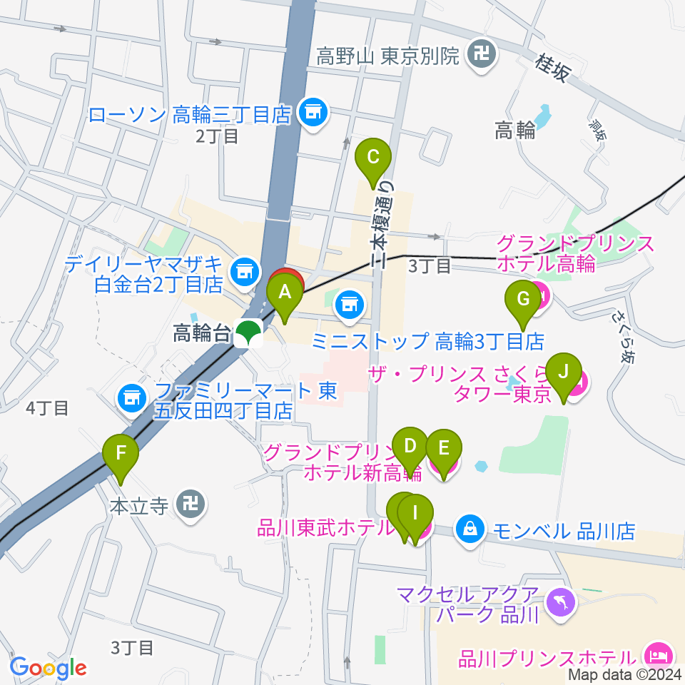 スタジオベイド高輪店周辺のホテル一覧地図