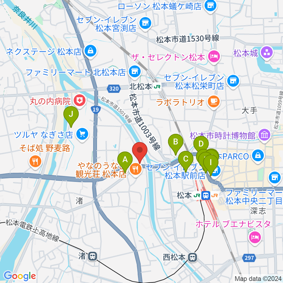 シェリーミュージックスクール松本校周辺のホテル一覧地図