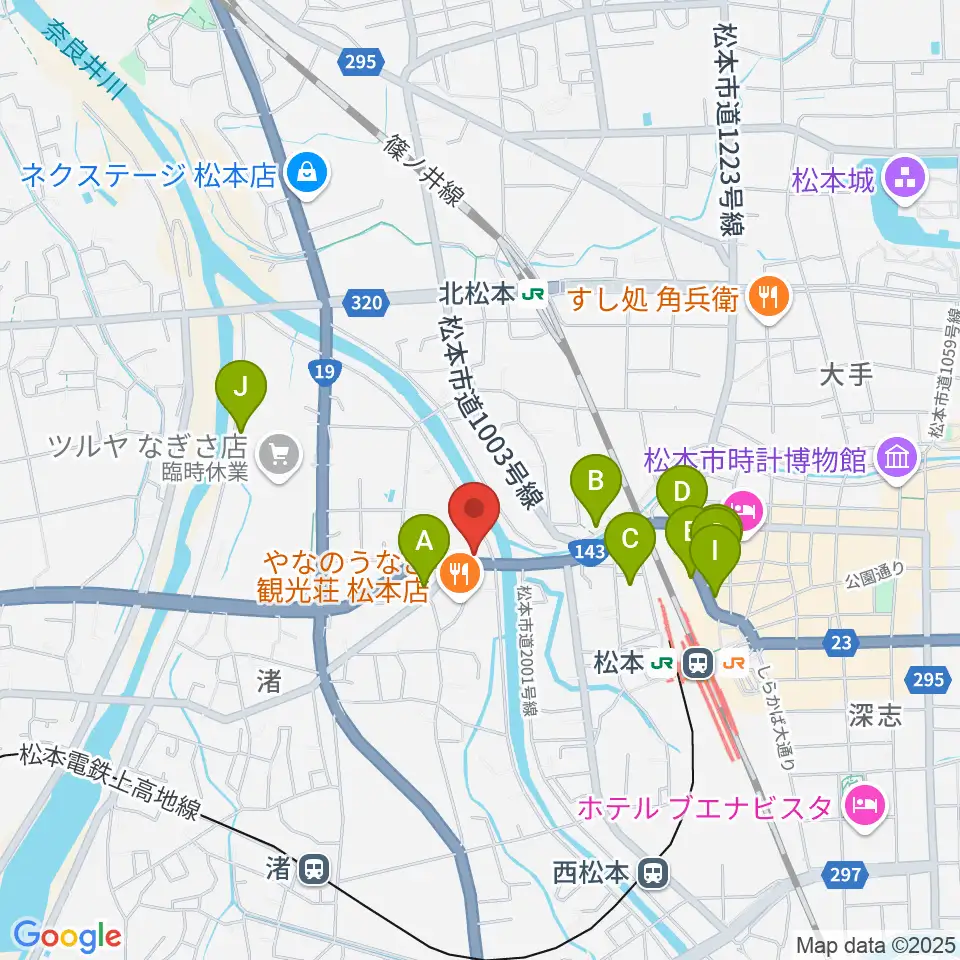 シェリーミュージックスクール松本校周辺のホテル一覧地図