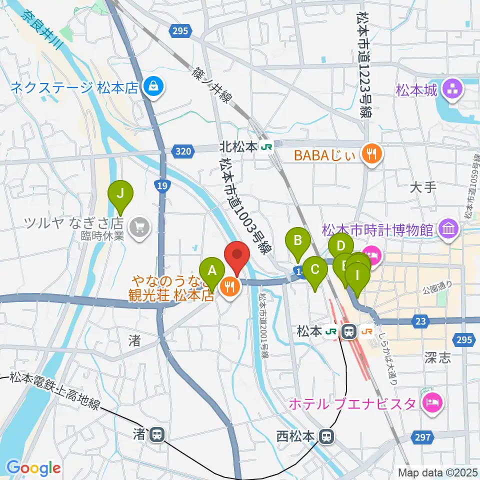 シェリーミュージックスクール松本校周辺のホテル一覧地図