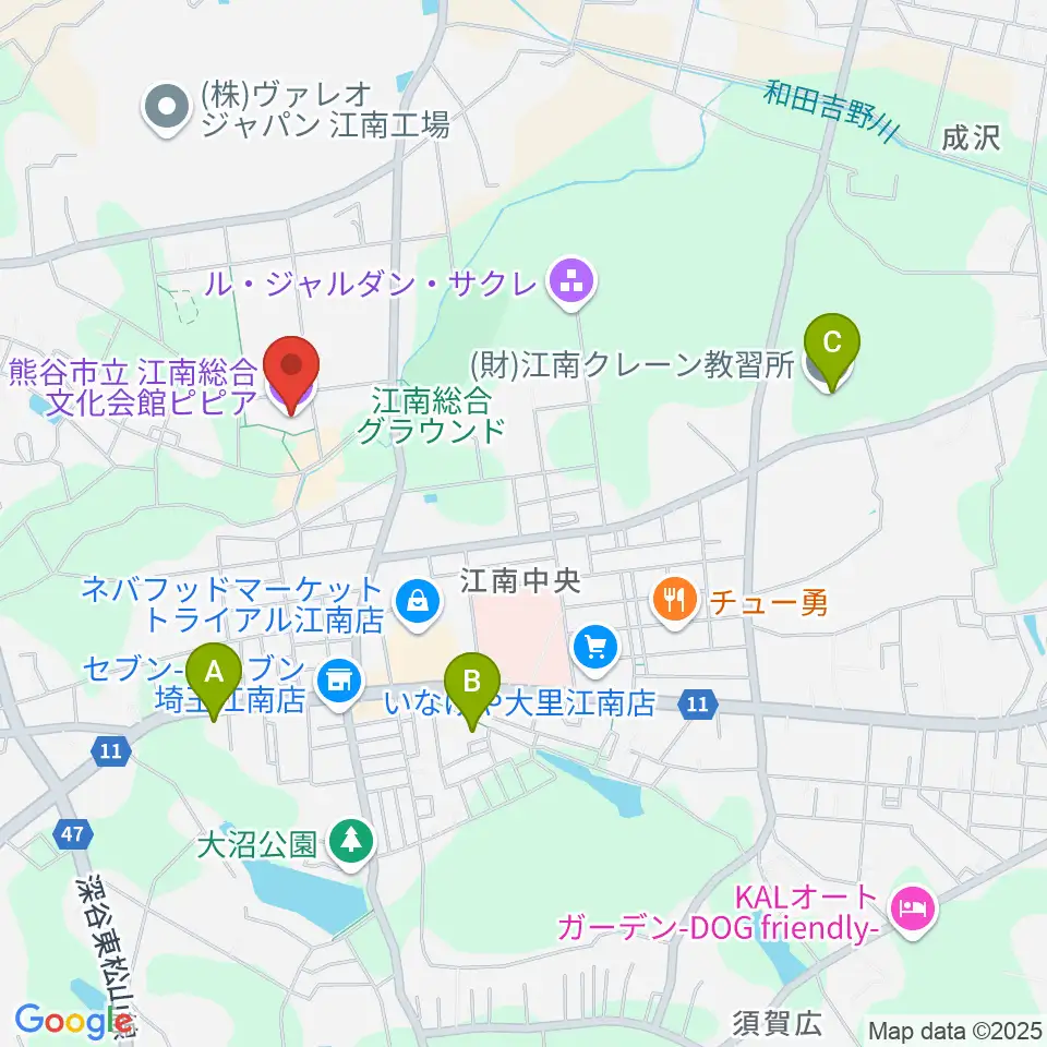 江南総合文化会館ピピア周辺のホテル一覧地図