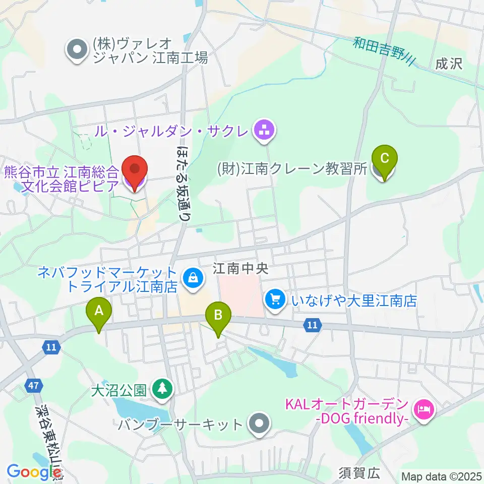 江南総合文化会館ピピア周辺のホテル一覧地図