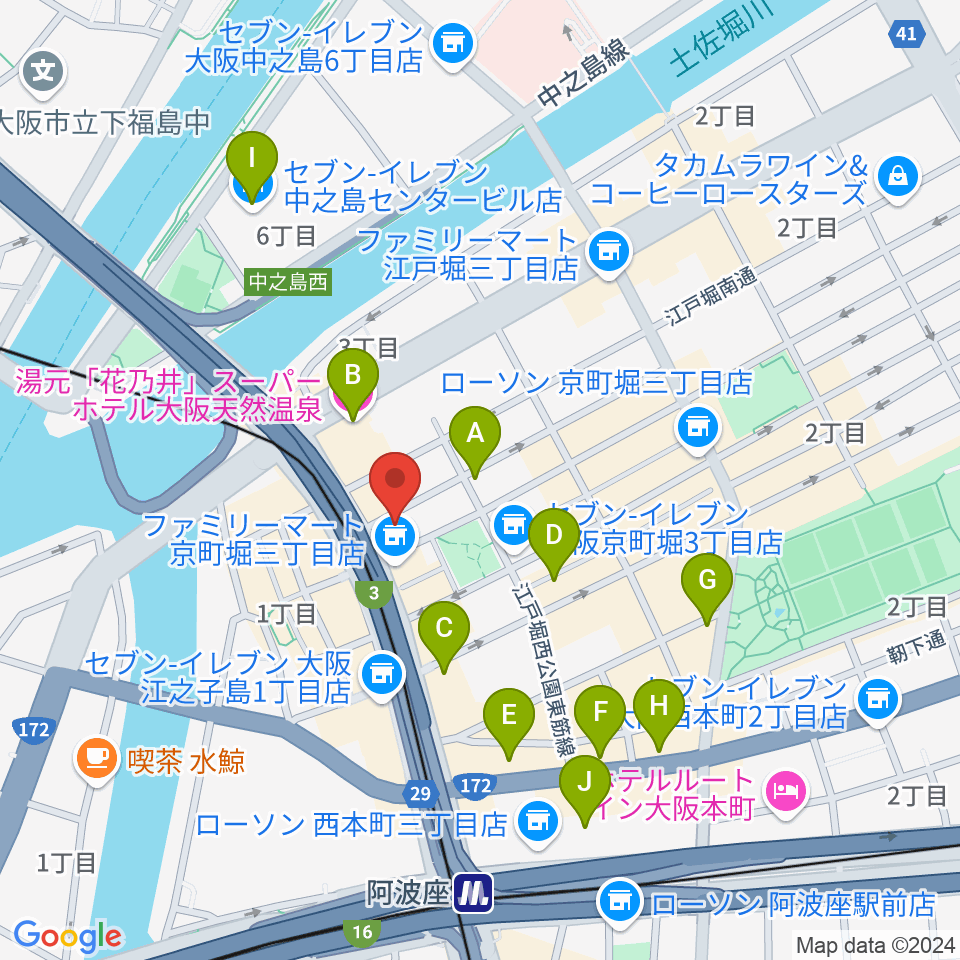 阿波座マーサ周辺のホテル一覧地図