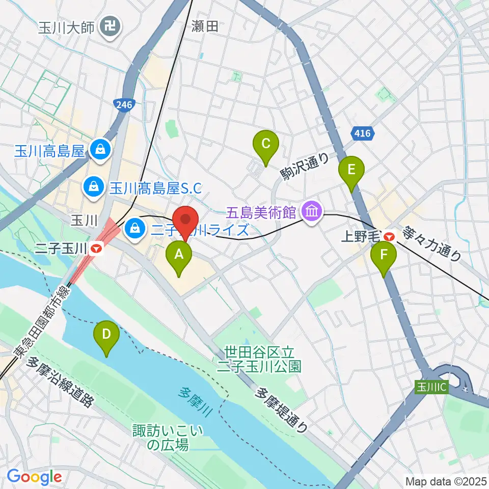 二子玉川オーキッドミュージックサロン周辺のホテル一覧地図