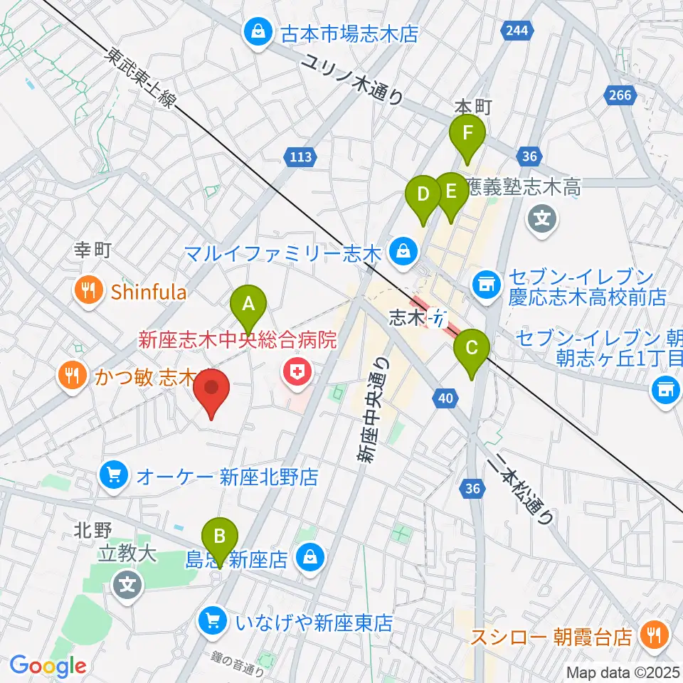 ムジカアシード志木校周辺のホテル一覧地図