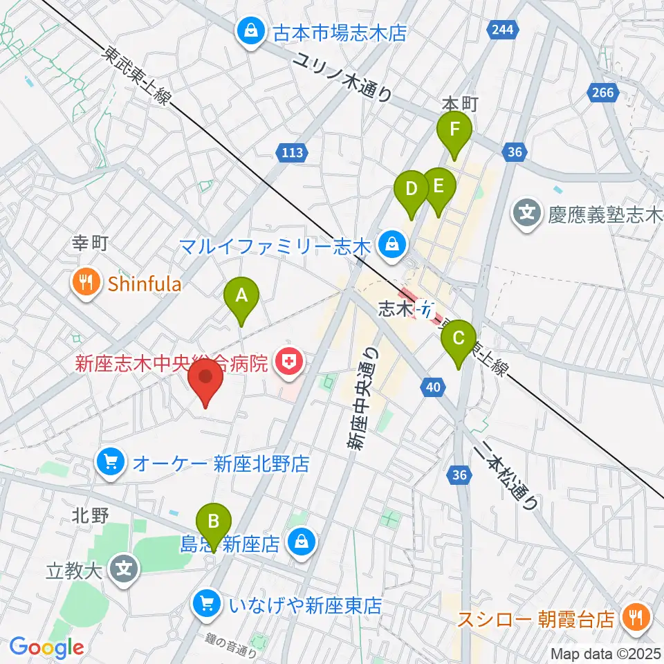 ムジカアシード志木校周辺のホテル一覧地図