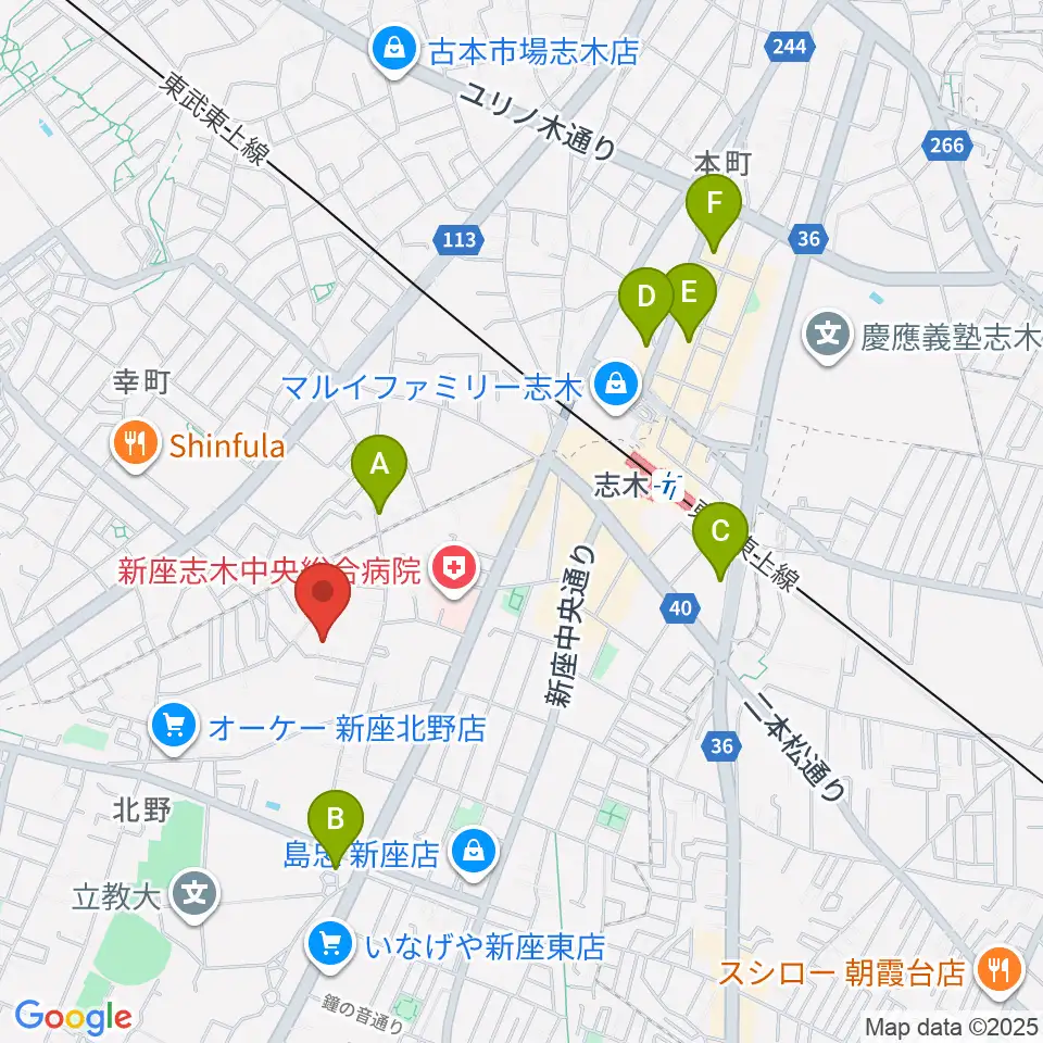 ムジカアシード志木校周辺のホテル一覧地図