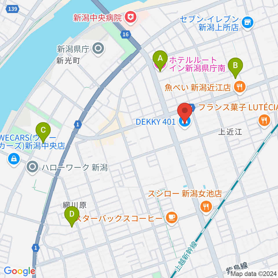 わたじん楽器 デッキィ401センター周辺のホテル一覧地図