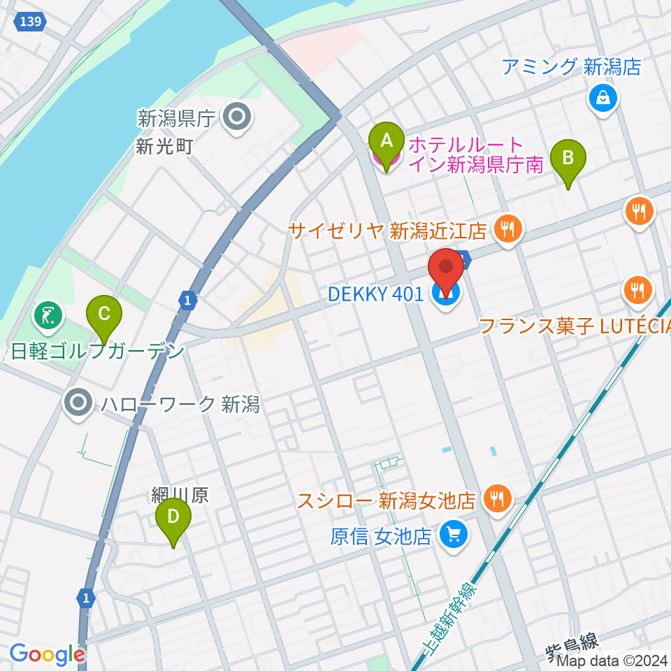 わたじん楽器 デッキィ401センター周辺のホテル一覧地図