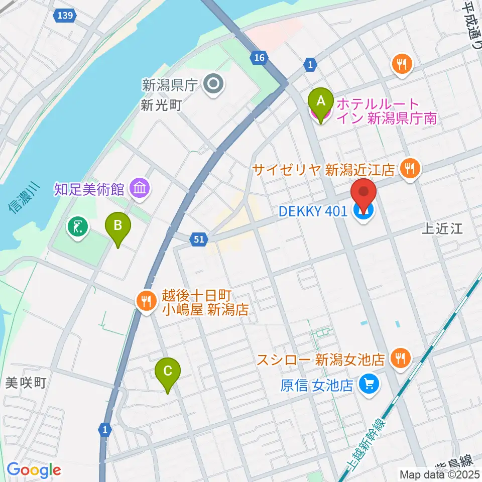 わたじん楽器 デッキィ401センター周辺のホテル一覧地図