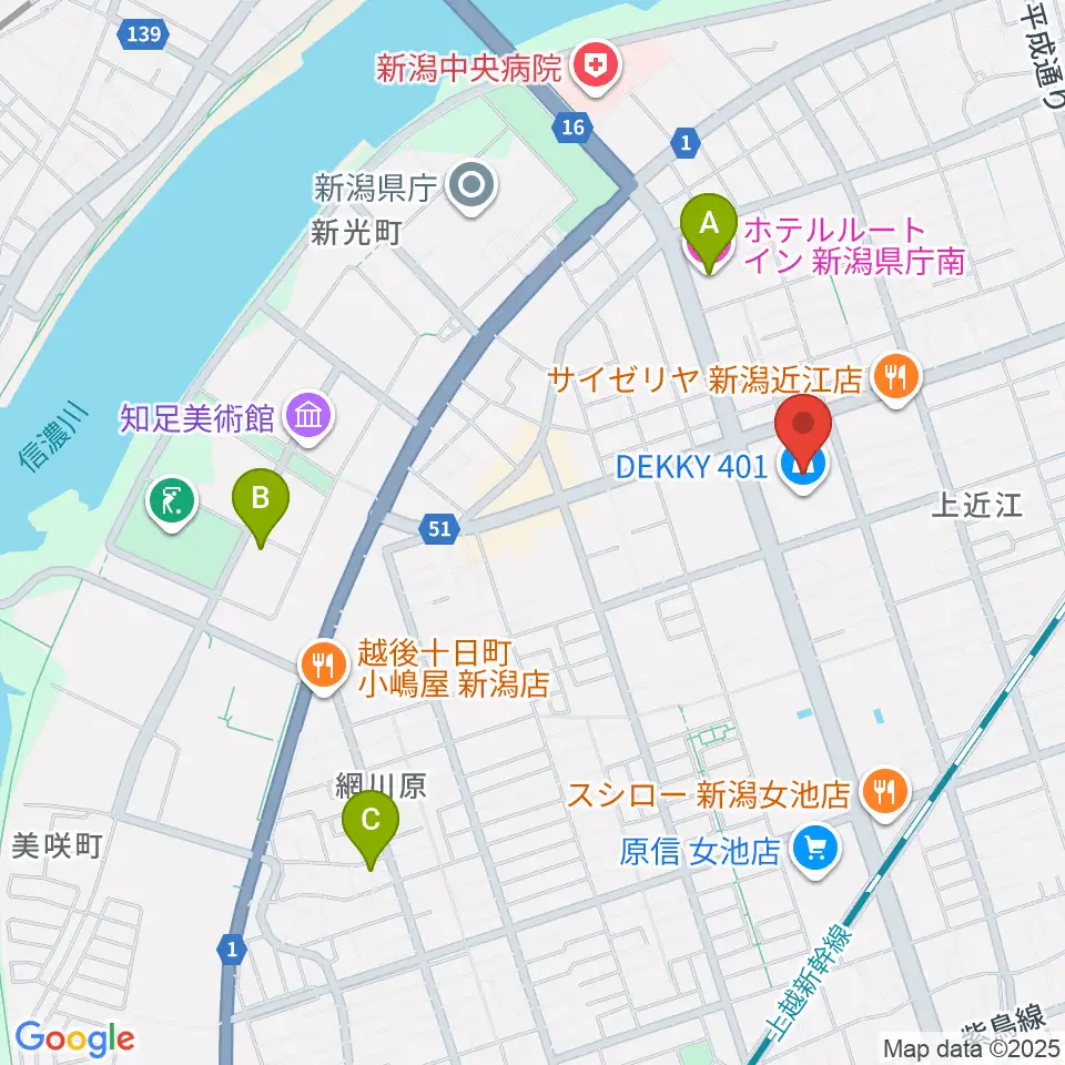 わたじん楽器 デッキィ401センター周辺のホテル一覧地図