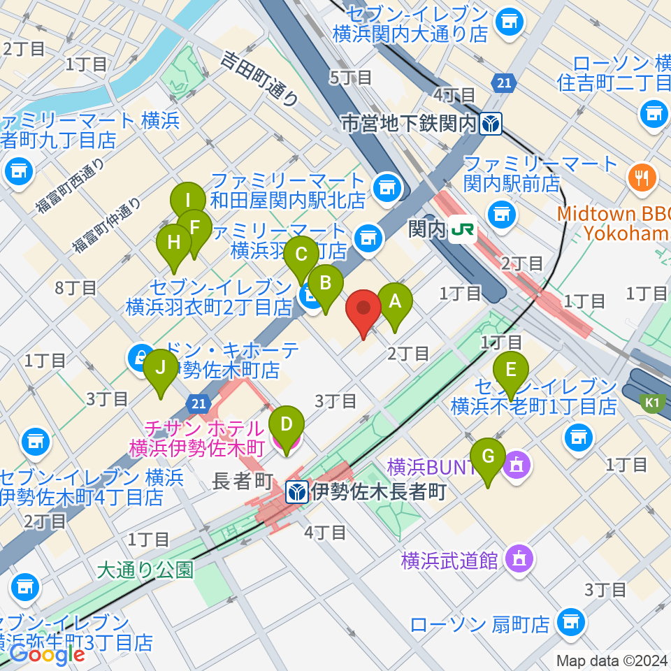 横浜バロック関内サロン周辺のホテル一覧地図