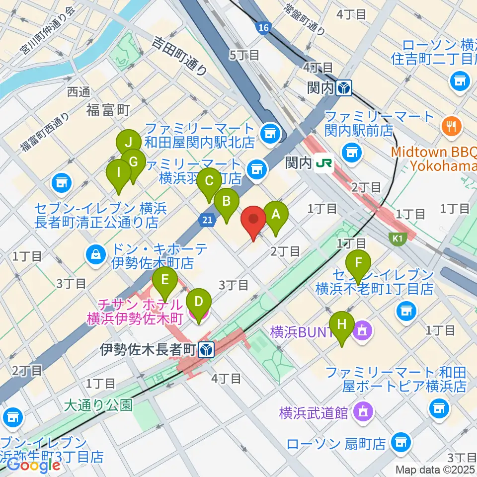 横浜バロック関内サロン周辺のホテル一覧地図