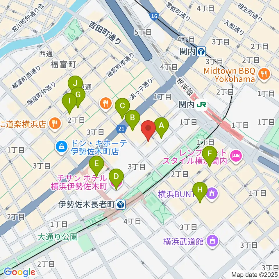 横浜バロック関内サロン周辺のホテル一覧地図