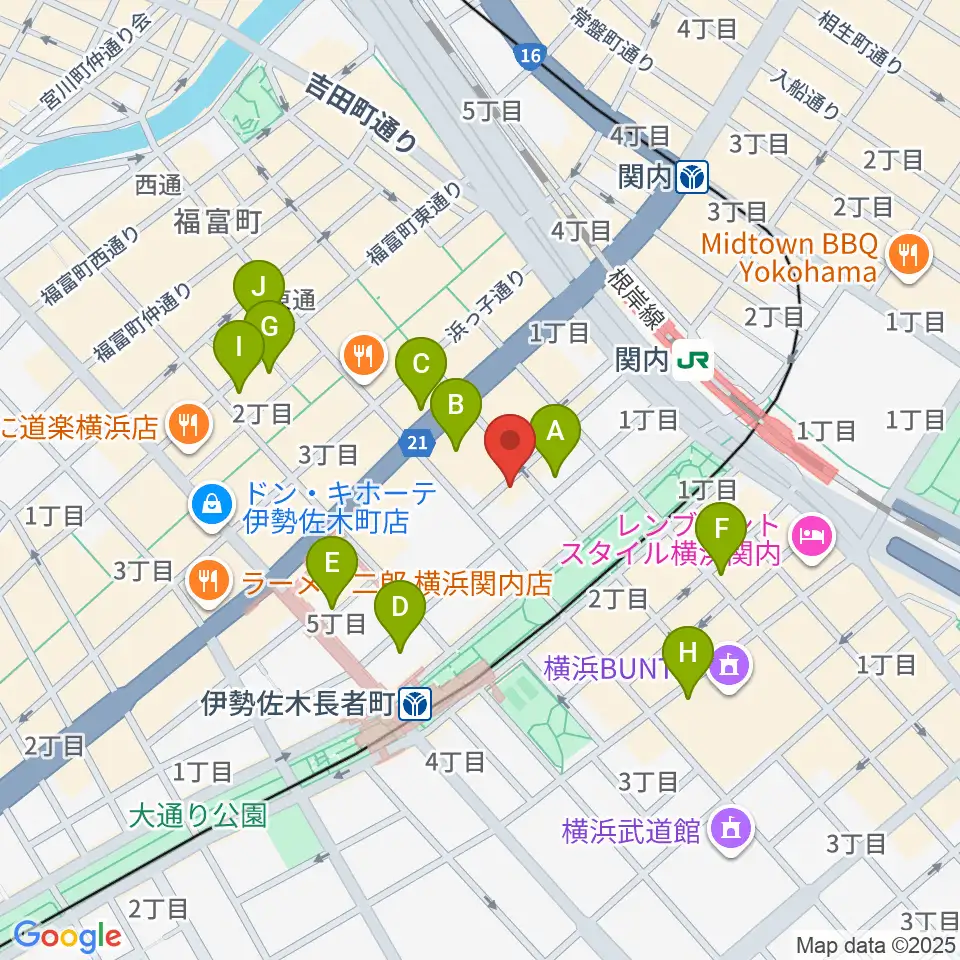 横浜バロック関内サロン周辺のホテル一覧地図