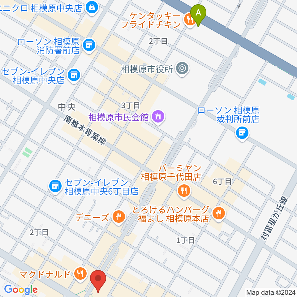 相模原メイプルホール周辺のホテル一覧地図