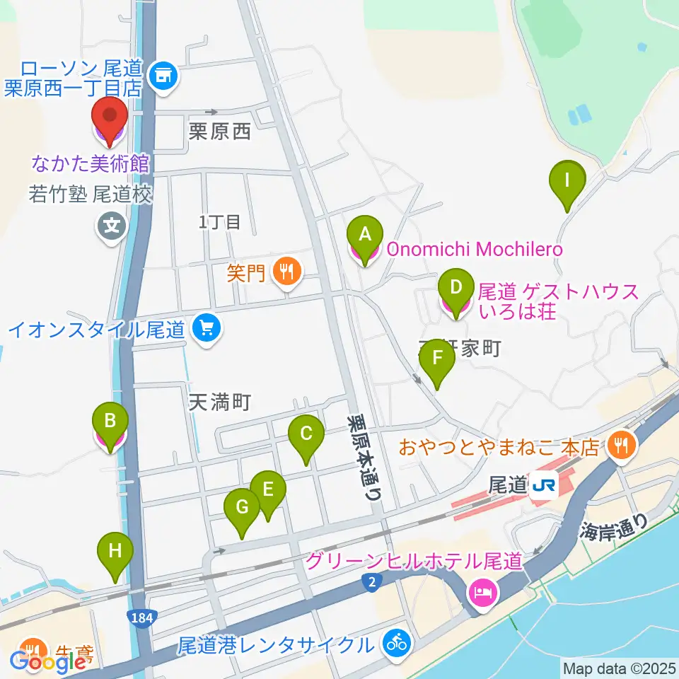 なかた美術館周辺のホテル一覧地図
