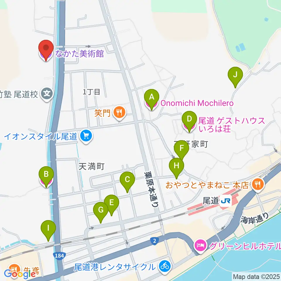 なかた美術館周辺のホテル一覧地図