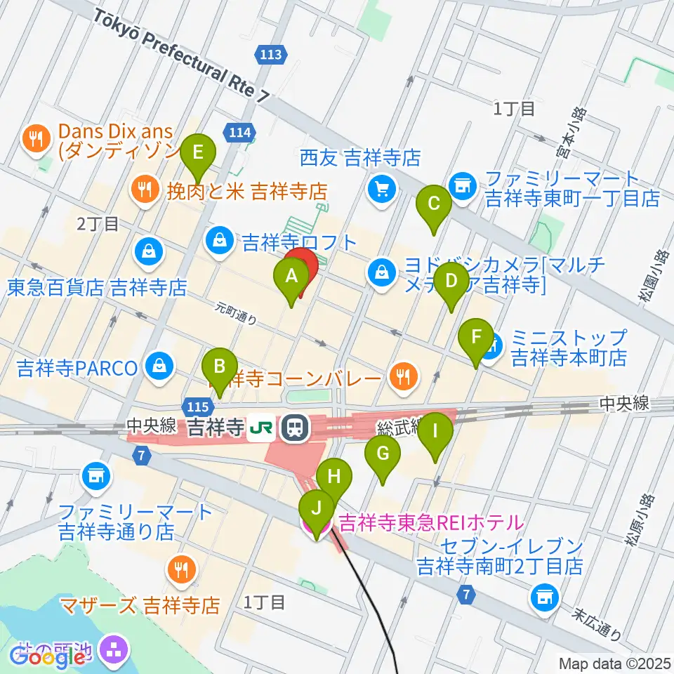吉祥寺サムタイム周辺のホテル一覧地図