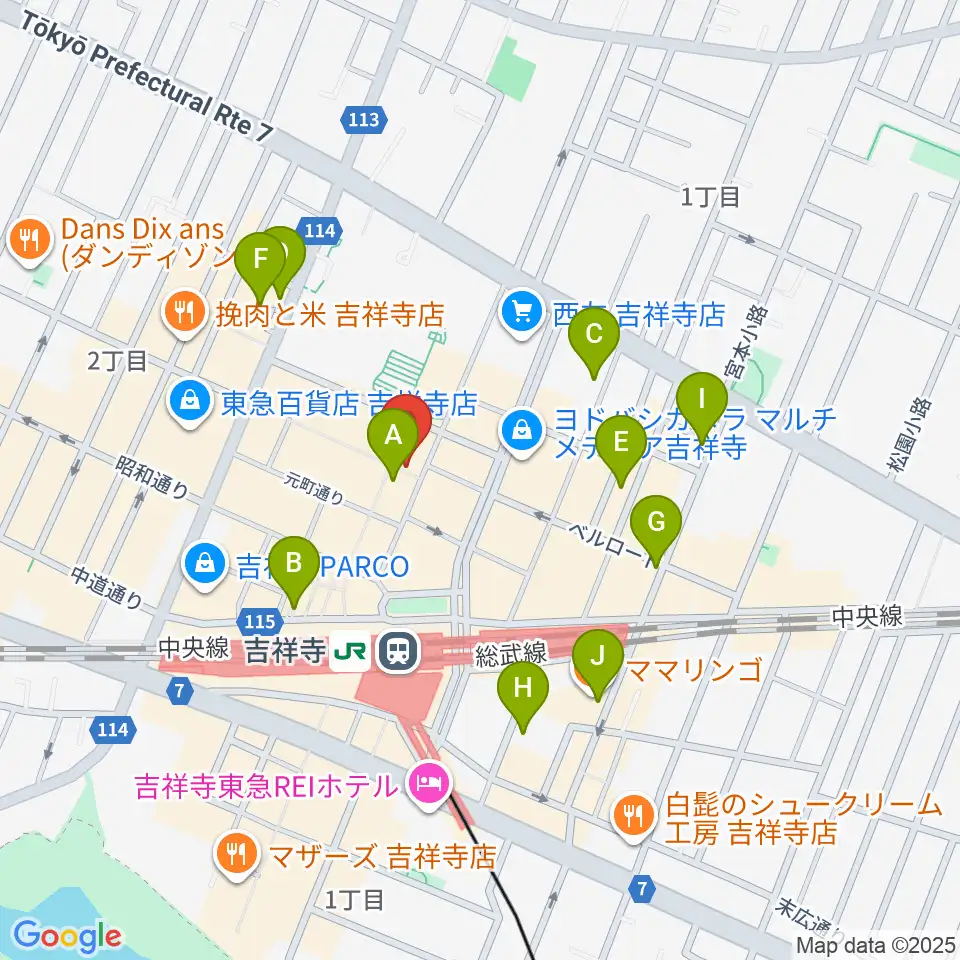 吉祥寺サムタイム周辺のホテル一覧地図