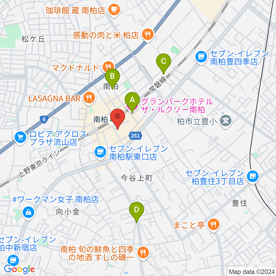 ウインズ南柏周辺のホテル一覧地図