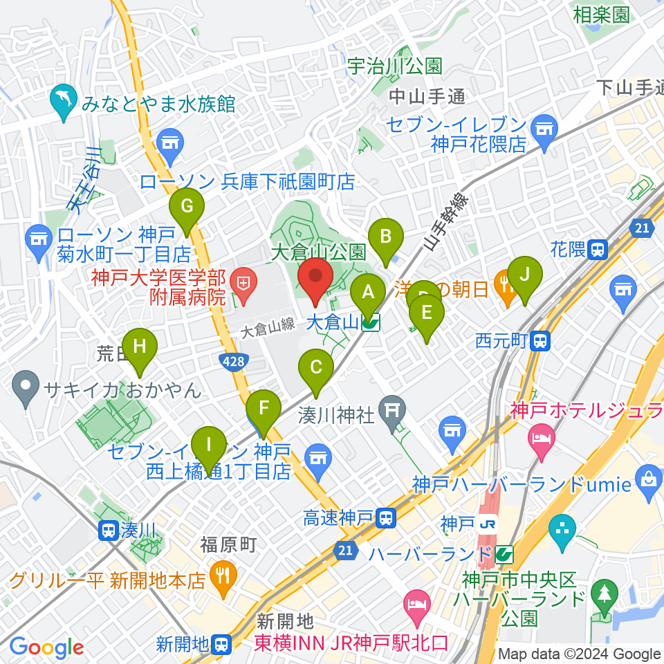神戸ラピスホール周辺のホテル一覧地図
