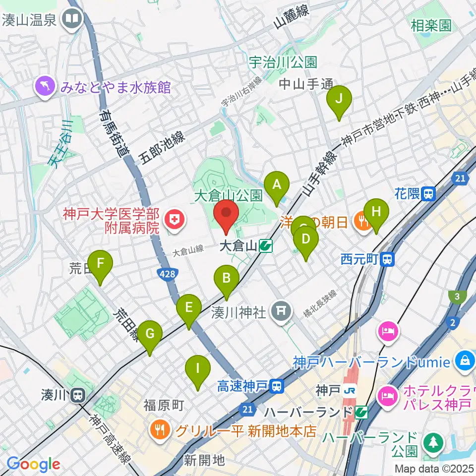 神戸ラピスホール周辺のホテル一覧地図
