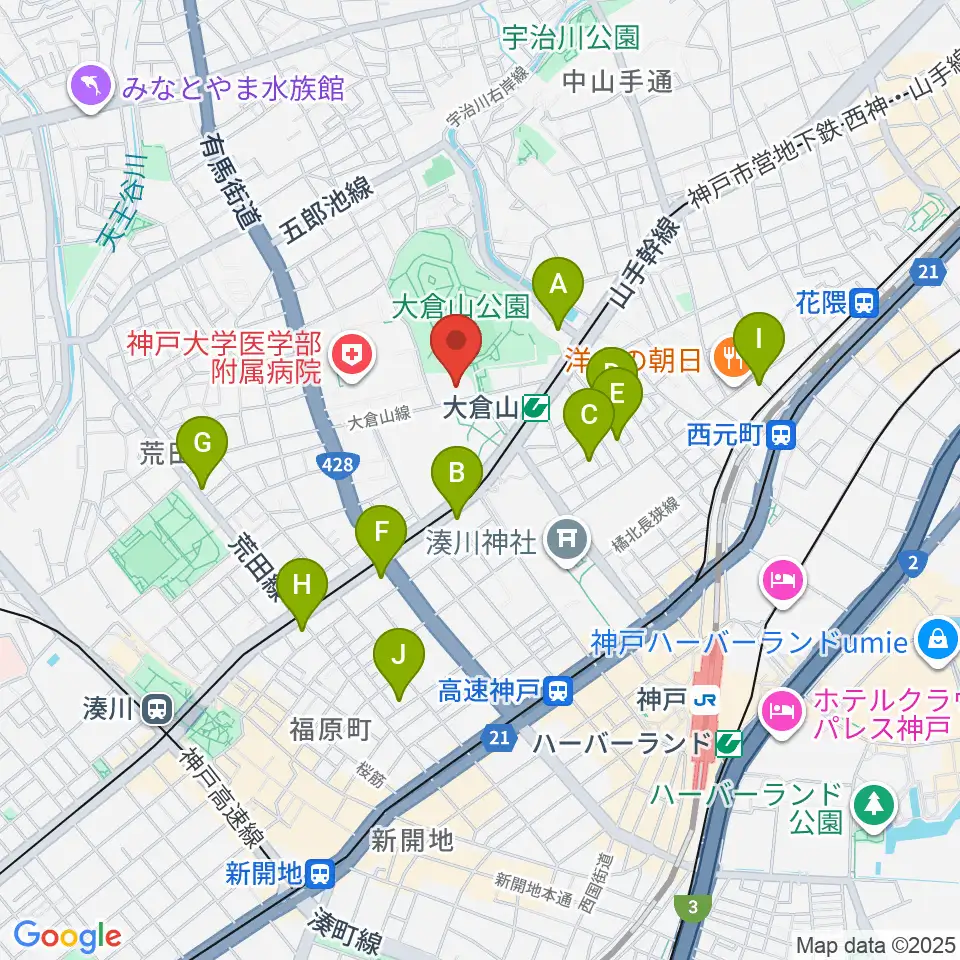 神戸ラピスホール周辺のホテル一覧地図