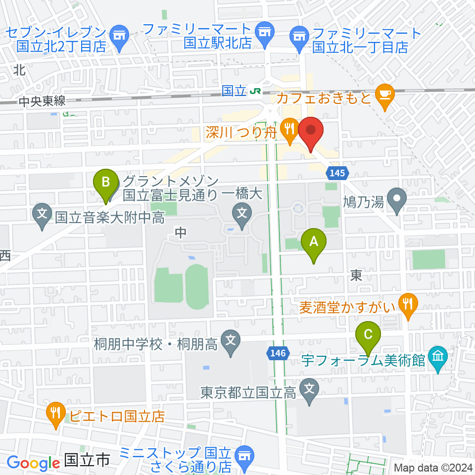 国立はっぽん周辺のホテル一覧地図