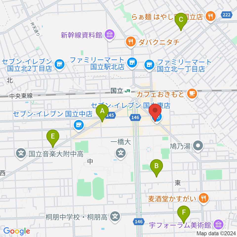 国立はっぽん周辺のホテル一覧地図