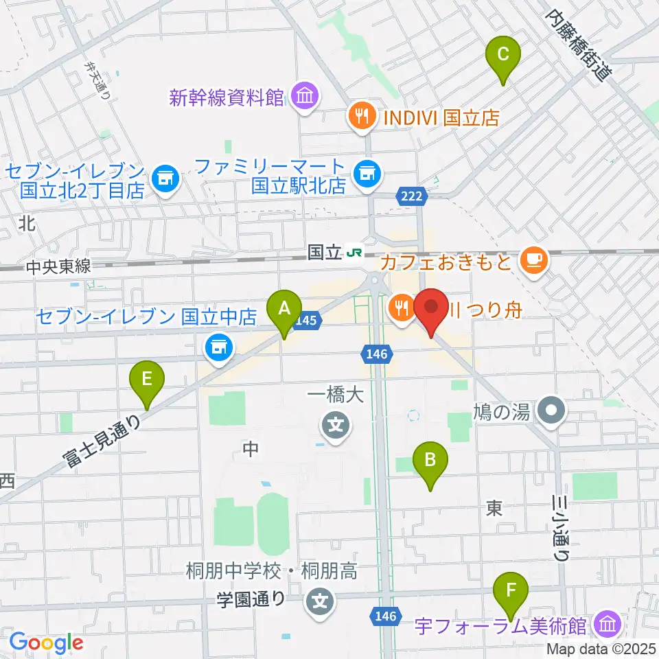 国立はっぽん周辺のホテル一覧地図