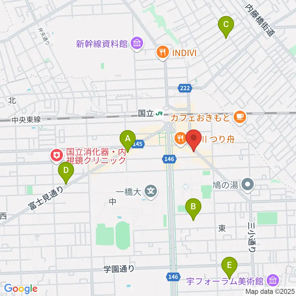 国立はっぽん周辺のホテル一覧地図