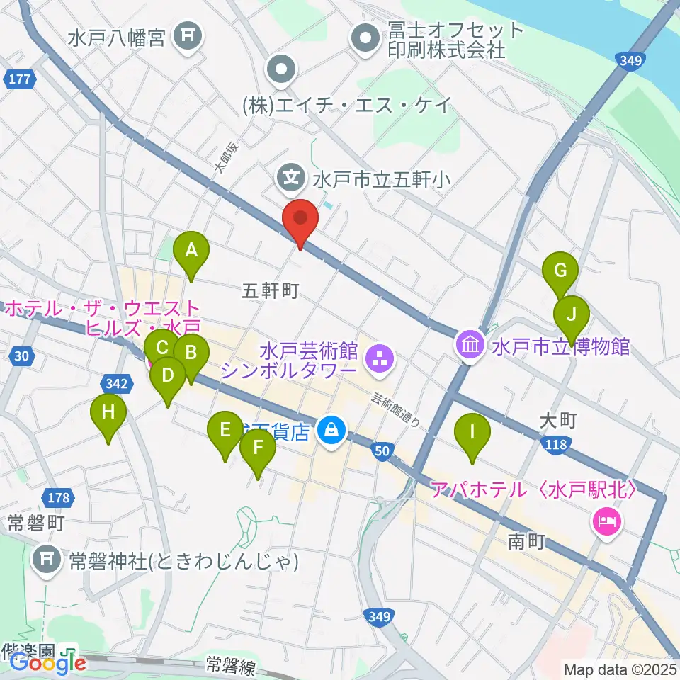 水戸奏楽堂周辺のホテル一覧地図