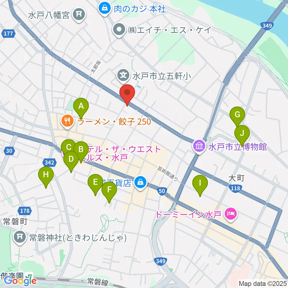 水戸奏楽堂周辺のホテル一覧地図