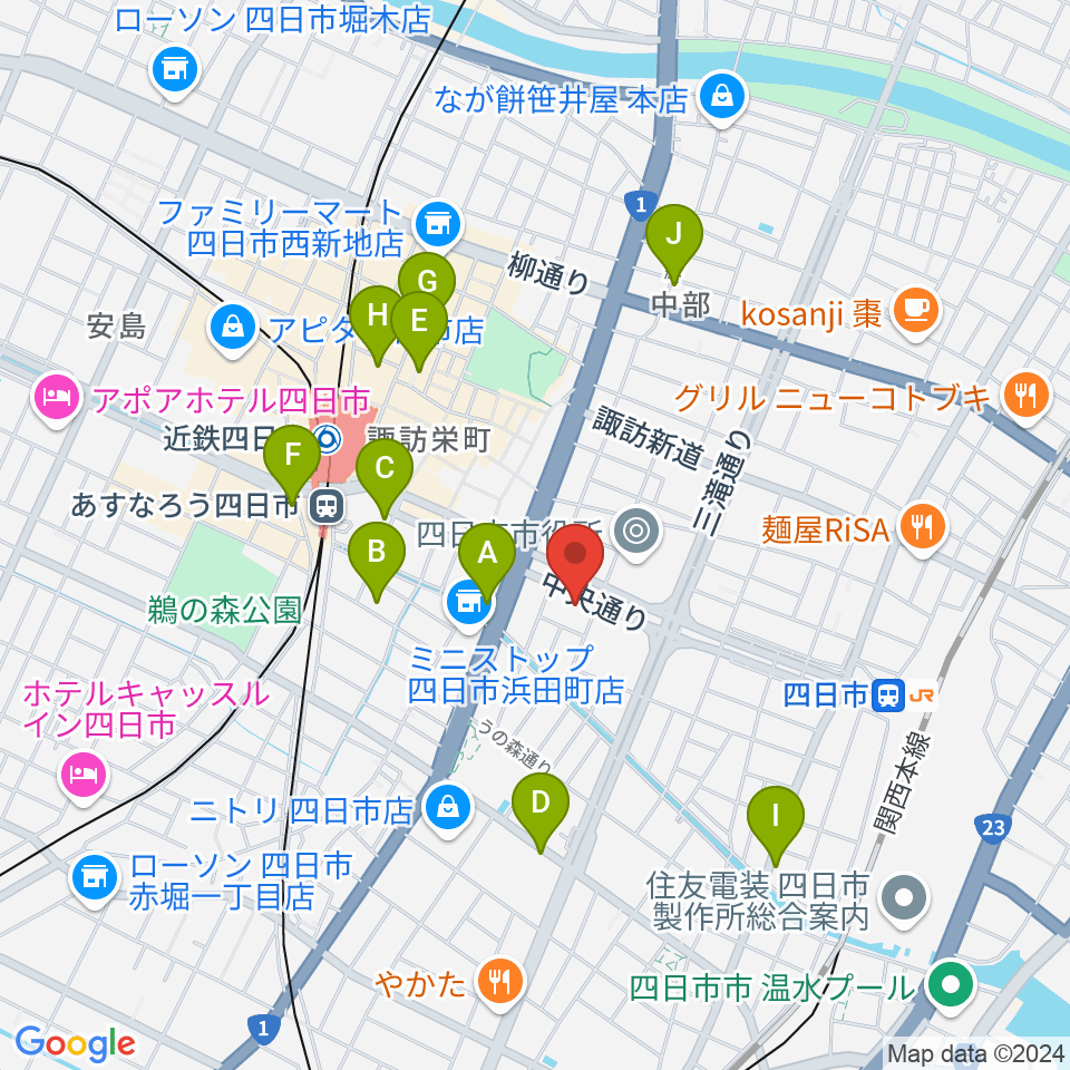 四日市JAZZ TAKE ZERO周辺のホテル一覧地図