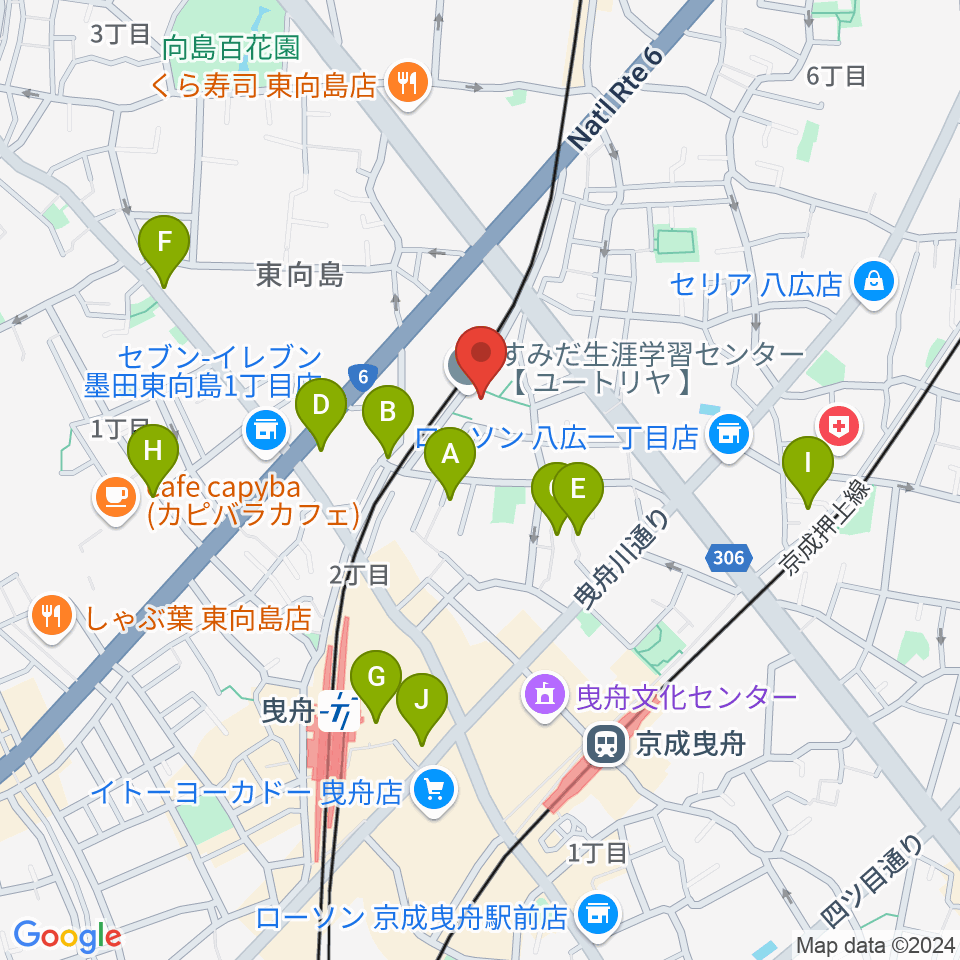 ユートリヤ すみだ生涯学習センター周辺のホテル一覧地図