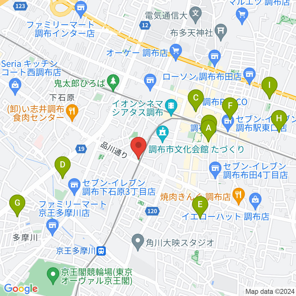 調布GINZ周辺のホテル一覧地図