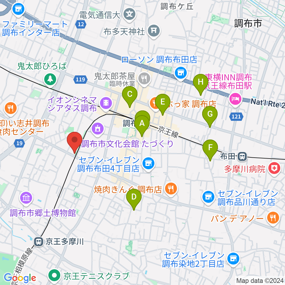 調布GINZ周辺のホテル一覧地図