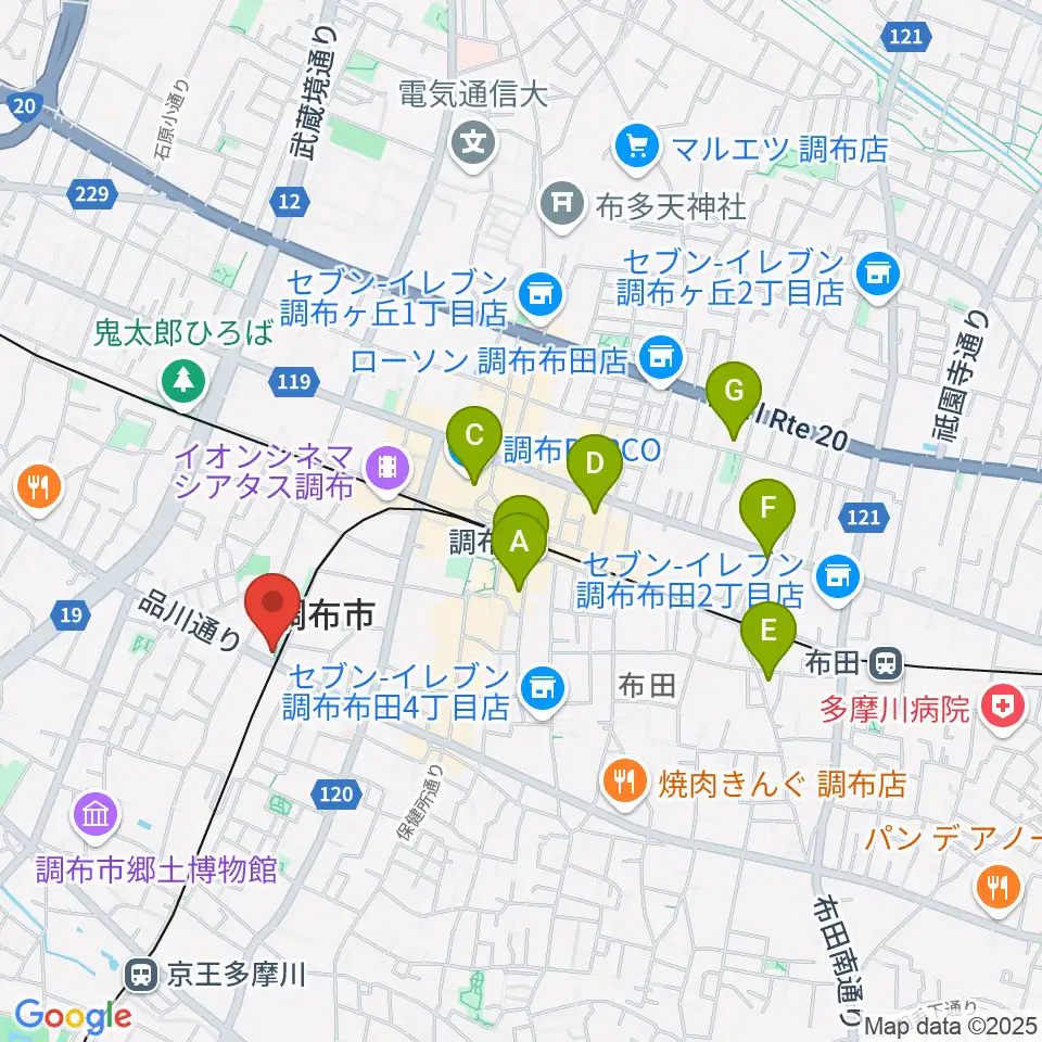 調布GINZ周辺のホテル一覧地図