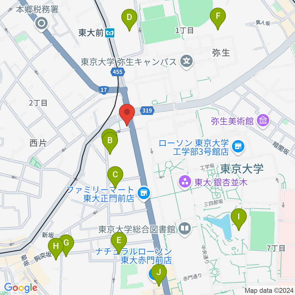 三浦ピアノ本郷店周辺のホテル一覧地図