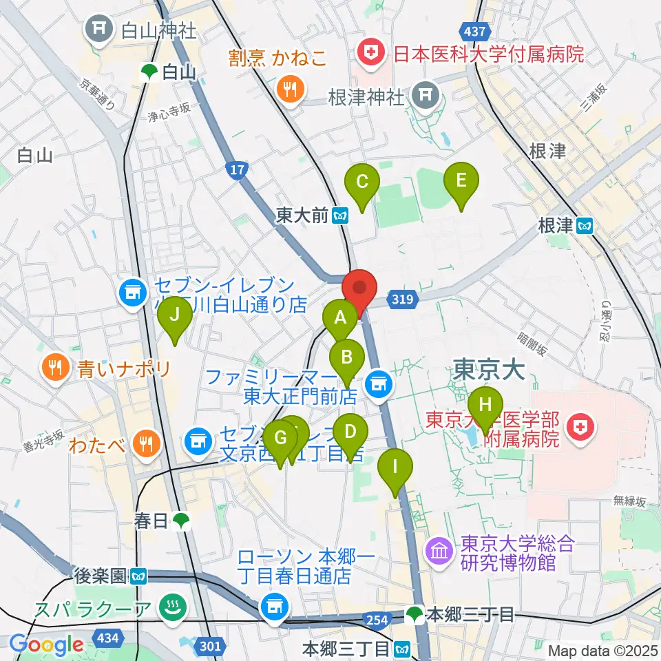 三浦ピアノ本郷店周辺のホテル一覧地図