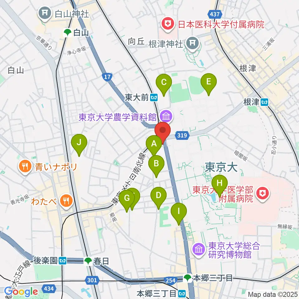 三浦ピアノ本郷店周辺のホテル一覧地図
