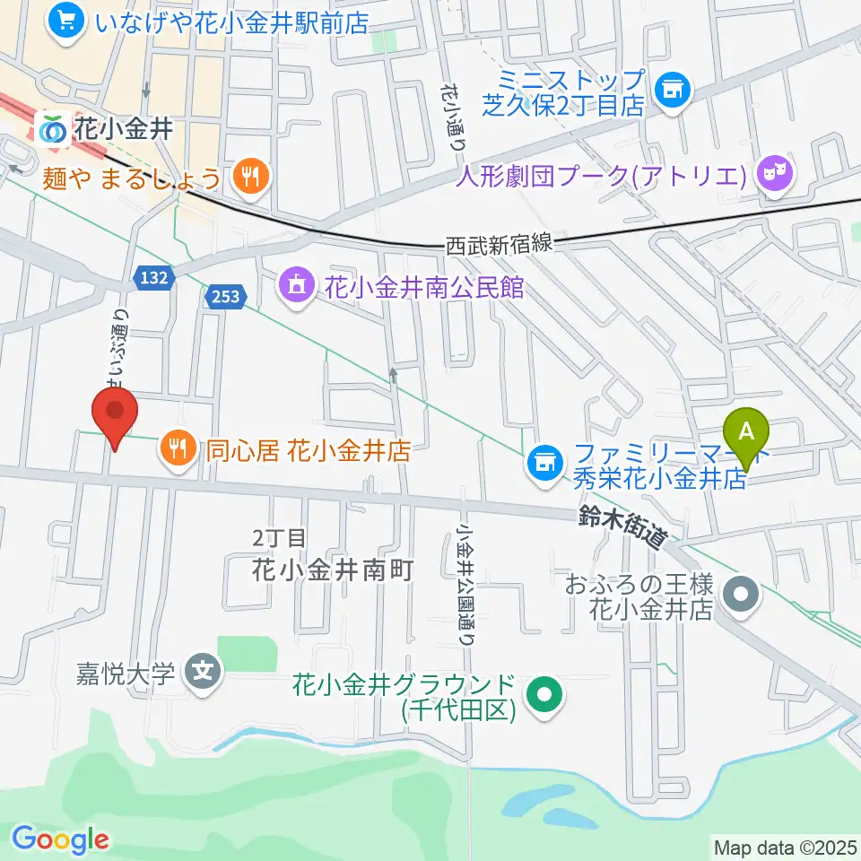 小平ギター&ピアノ教室 花小金井校周辺のホテル一覧地図